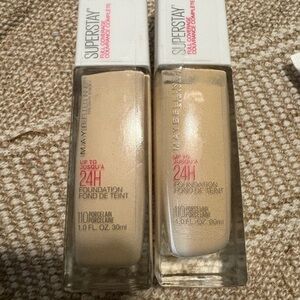 Maybelline SuperStay Foundation - Porcelain Shade 110 Porcelain  bundle of 2